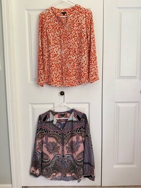 Talbots women’s Small Petite‎ Long-Sleeve floral paisley Career Blouse